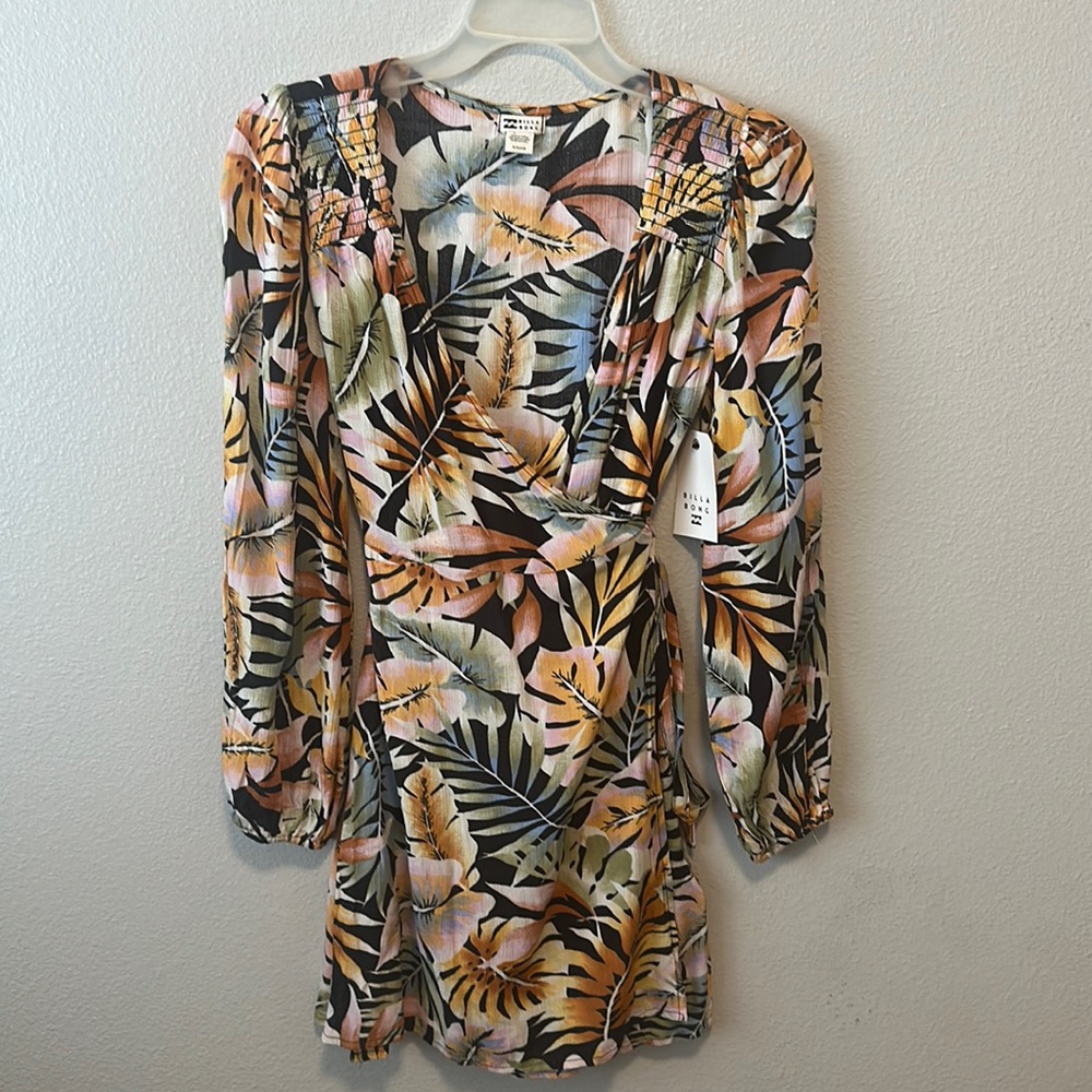BILLABONG Women’s Spring Romance Long Sleeve Mini Wrap Dress Size Small NWT